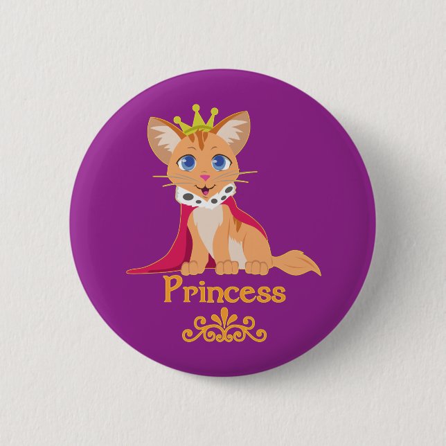 Princess Kitten 6 Cm Round Badge (Front)