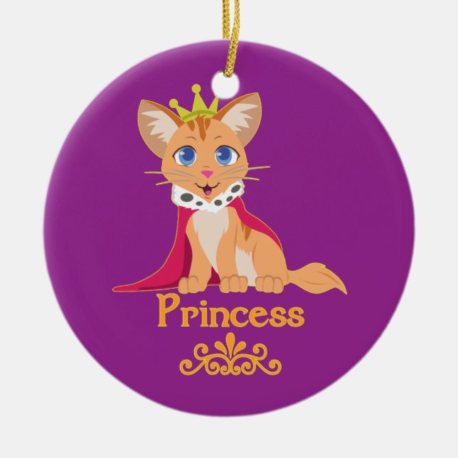 Princess Kitten Ceramic Tree Decoration (Front)
