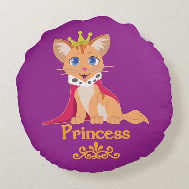 Princess Kitten Round Cushion (Back)