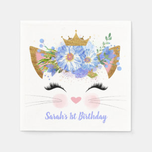 Princess Kitty Babys First Birthday Paper Napkins