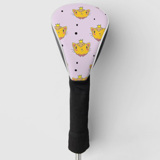 Princess kitty cat on purple golf head cover (Front)
