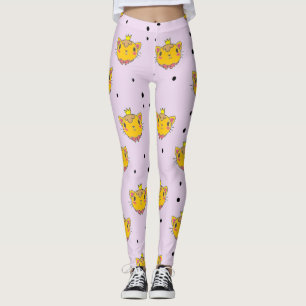 Princess kitty cat on purple leggings