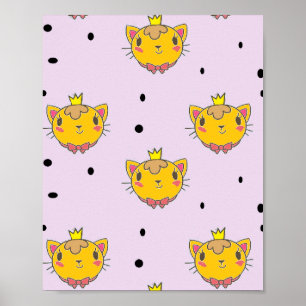 Princess kitty cat on purple poster