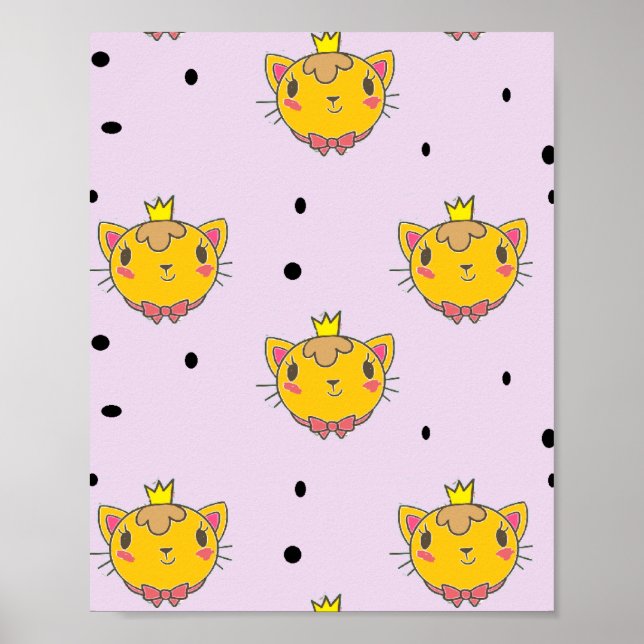 Princess kitty cat on purple poster (Front)
