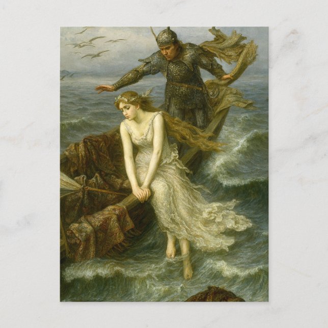 Princess & Knight At Sea Medieval Fantasy Art Postcard (Front)