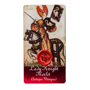 PRINCESS LADY KNIGHT WINE LABEL ,RED WAX SEAL