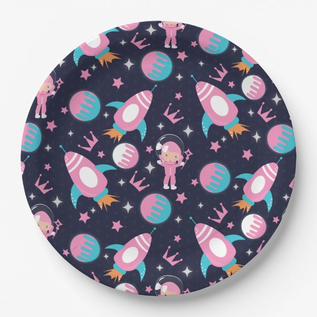 Princess Landing to the Moon Paper Plate (Front)