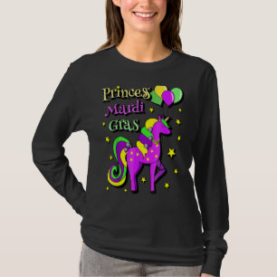 Princess Mardi Gras Unicorn Kids Cute Unicorn Bead T-Shirt