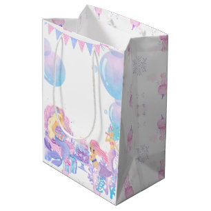 Princess & Mermaid Birthday Invitation Card Medium Gift Bag