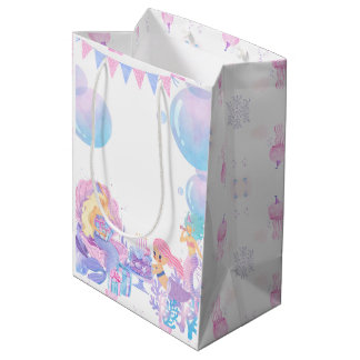 Princess & Mermaid Birthday Invitation Card Medium Gift Bag