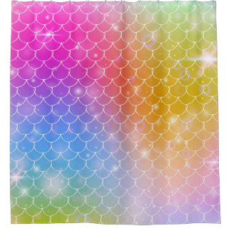 Princess Mermaid: Kawaii Scales Background Shower Curtain