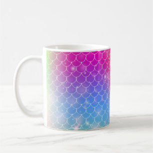 Princess mermaid with kawaii rainbow scales patter coffee mug