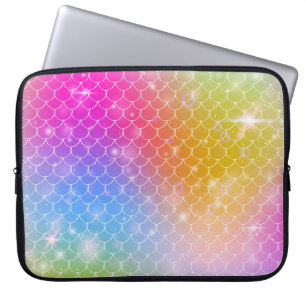 Princess mermaid with kawaii rainbow scales patter laptop sleeve