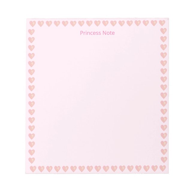 Princess Note & Pink Hearts on Simple (Front)