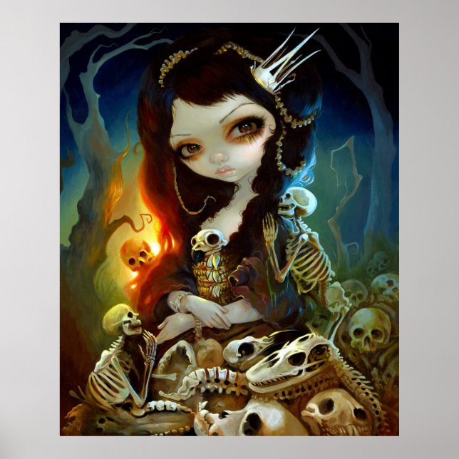 Princess of Bones ART PRINT Lowbrow Art Skeleton (Front)