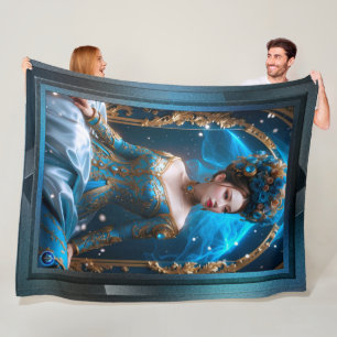 Princess Of The Blue Rose AI Art by Xzendor7 Fleece Blanket