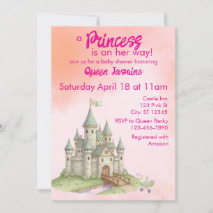 Princess on her way, castle baby shower invitation