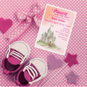 Princess on her way, castle baby shower invitation
