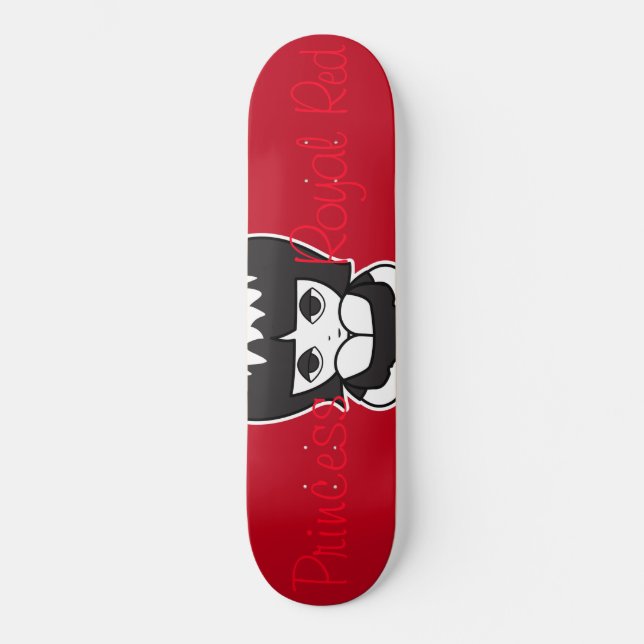 Princess on Royal Red Skateboard (Front)