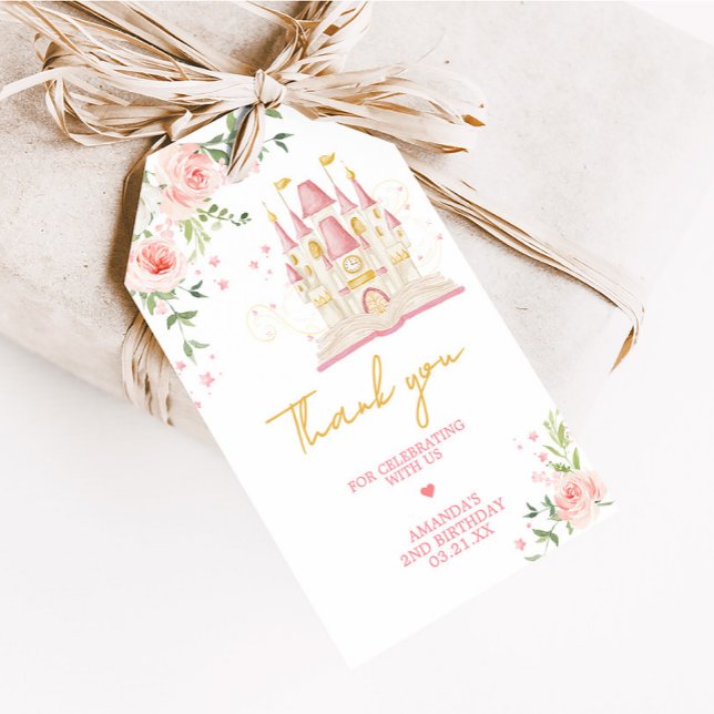 Princess Once Upon a Time Birthday Favour Tags (Princess Castle Once Upon a Time Birthday Party Favor Tags)