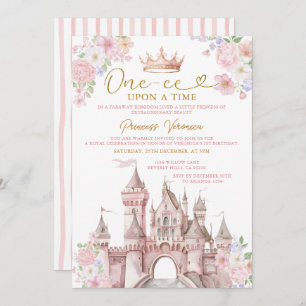 Princess ONE-CE Upon a time Birthday Castle Crown Invitation
