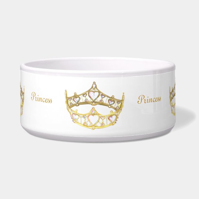 Princess or Queen of Hearts crown dog bowl (Front)