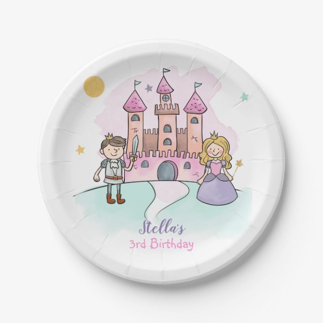 Princess Paper Plates Girl Birthday Fairytale Pink (Front)