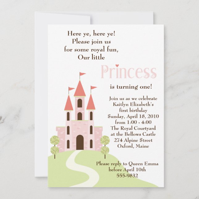 Princess Party Birthday Invitation (Front)