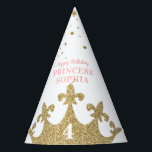 Princess Party Crown Tiara Personalised Birthday Hat<br><div class="desc">Personalised birthday party hat for a princess party that looks like you're wearing a gold crown with the birthday girl's age and name custom printed at the top of the hat.</div>