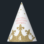 Princess Party Crown Tiara Personalised Birthday Hat<br><div class="desc">Personalised birthday party hat for a princess party that looks like you're wearing a gold crown with the birthday girl's age and name custom printed at the top of the hat.</div>