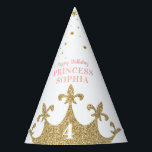 Princess Party Crown Tiara Personalised Birthday Party Hat<br><div class="desc">Personalised birthday party hat for a princess party that looks like you're wearing a gold crown with the birthday girl's age and name custom printed at the top of the hat.</div>