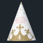 Princess Party Crown Tiara Personalised Birthday Party Hat<br><div class="desc">Personalised birthday party hat for a princess party that looks like you're wearing a gold crown with the birthday girl's age and name custom printed at the top of the hat.</div>