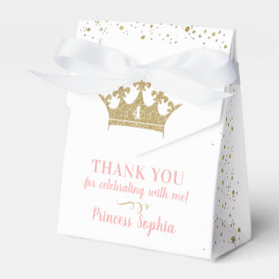 Princess Party Gold Pink Tiara Thank You  Favour Box