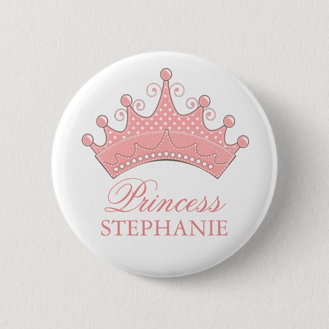 Princess Party Personalised Crown Button (Front)