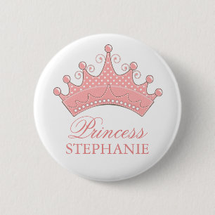 Princess Party Personalised Crown Button