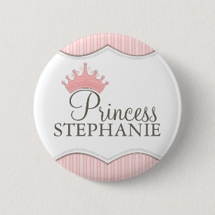 Princess Party Personalised Crown Button