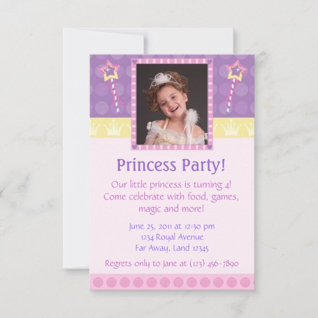 Princess Party Photo Invitation (Front)