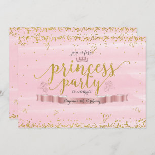 Princess Party Pink & Gold Photo Invitations