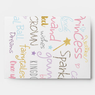 PRINCESS PARTY Words Birthday Invitation Envelope