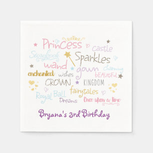 PRINCESS PARTY Words Cute Birthday Napkins