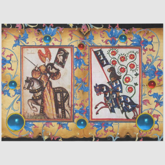 PRINCESS PENTHESILEA AND BLUE KNIGHT ON HORSEBACK  TISSUE PAPER (Front)