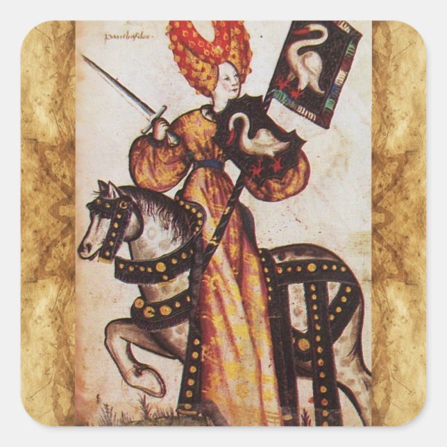 PRINCESS PENTHESILEA AS MEDIEVAL KNIGHT Heraldic  Square Sticker (Front)