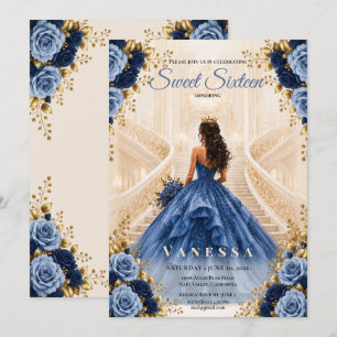 Princess Photo Blue Sweet 16 Invitation
