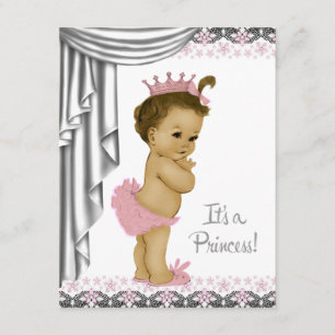 Princess Pink and Grey Baby Girl Shower Invitation