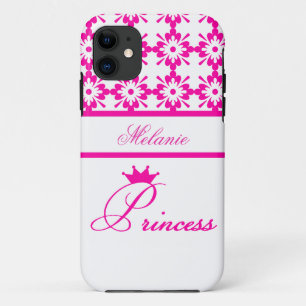 Princess-Pink and White+Personalize Name iPhone 11 Case
