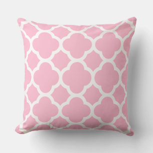 Princess Pink and White Quatrefoil Pattern Cushion