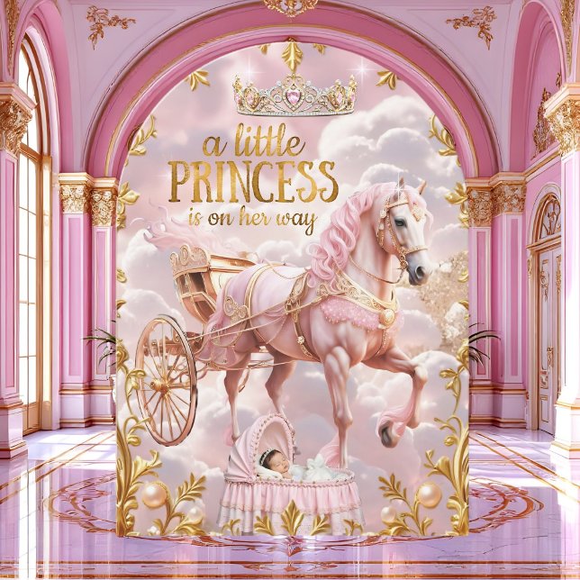 Princess Pink Baby Shower Carriage Bassinet Invitation (Creator Uploaded)