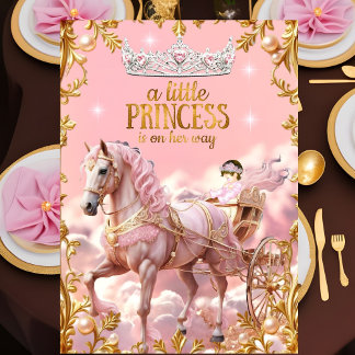 Princess Pink Baby Shower Horse Carriage Invitation