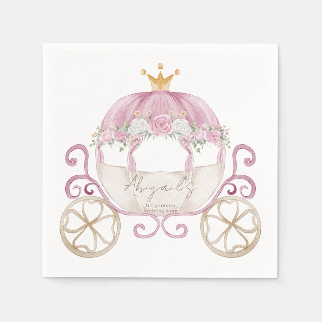 Princess Pink Carriage Baby Shower  Napkin (Front)