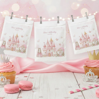 Princess Pink Castle Unicorn 4th Birthday Party  Favour Bag
